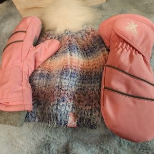 Girls Pink ZeroXposur Winter Gloves and Beanie Set size S/M